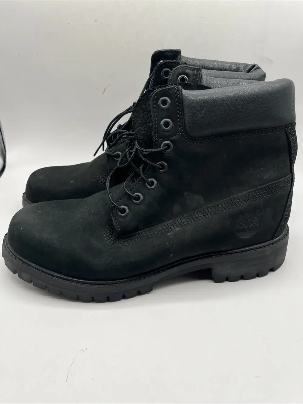 Timberland Men’s Black Leather Lace-Up Work Boots Round Toe Sz 8 M